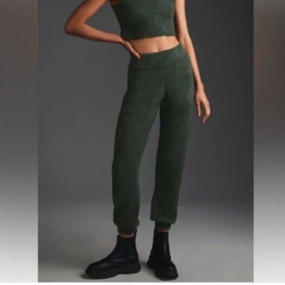 Anthropologie Daily Practice Snuggle Pants Green Moss Joggers Size Small